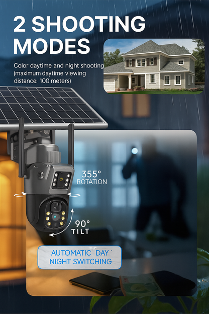 Solar 4G Security Camera with SIM Slot – Wireless, Dual-Lens & Night Vision