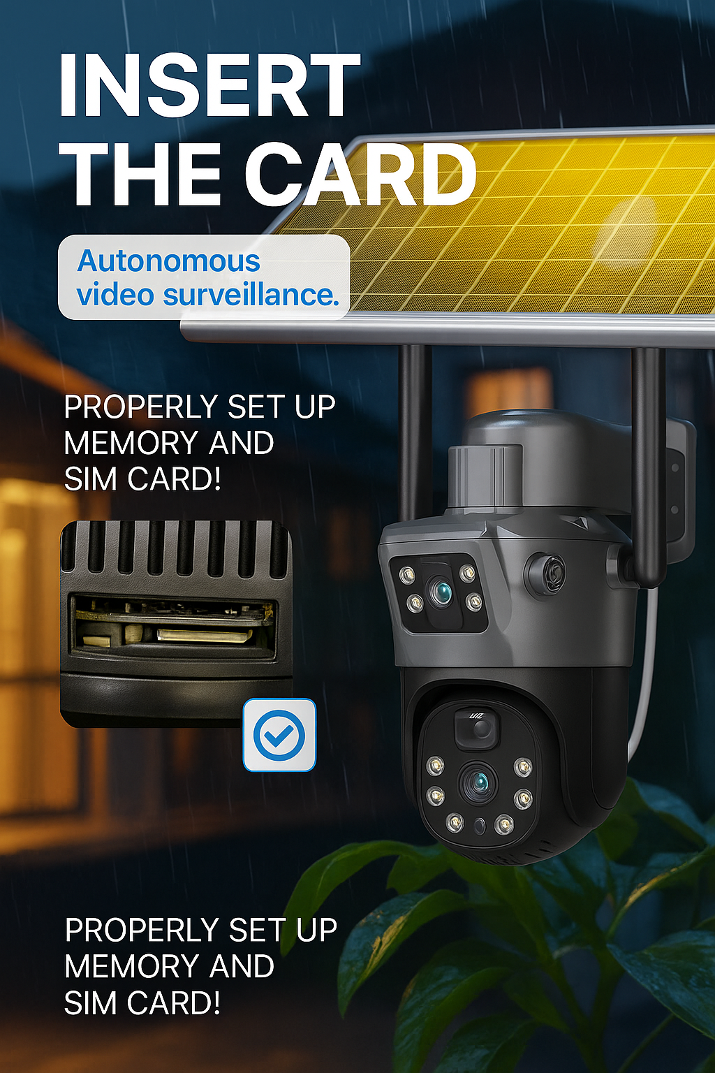 Solar 4G Security Camera with SIM Slot – Wireless, Dual-Lens & Night Vision